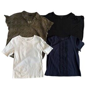 Lot of 4 Shirts J. Crew Banana Republic Women's Sizes XS Small Med Basic Colors